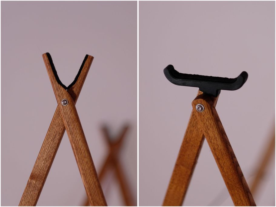 Vergleich der Zielstöcke: V-Auflage (Modell Klassik) und breite Gleitauflage (Modell Vari) im Detail